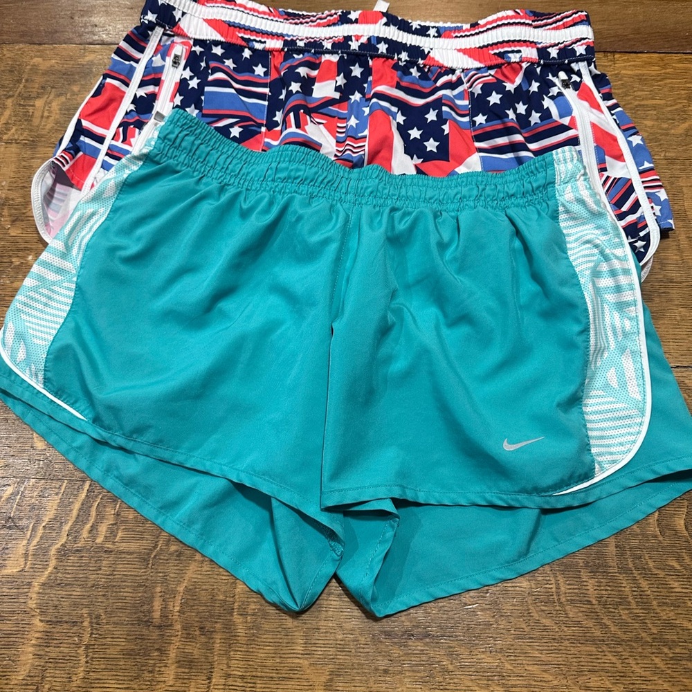 Nike Teal‎ and Fabletics women’s lg athletic running shorts C